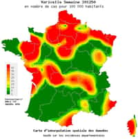Le nord de la France subit de plein fouet l'épidémie de varicelle, tandis que certaines régions du centre et du sud sont pour l'heure épargnées. La roue pourrait tourner. © Réseau Sentinelles