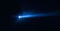 Les images du télescope spatiale Hubble montrent qu’une seconde queue d’éjectas est apparue dans le sillage de l’astéroïde Dimorphos, percuté par la mission Dart fin septembre 2022. © Nasa, ESA, Jian-Yang Li (PSI), Joe Depasquale (STScI)