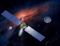 Propulsée par un moteur ionique, Dawn devrait atteindre Vesta, qui se situe à plus de 2 millions de kilomètres de la sonde, en juillet 2011. © W.Hartmann (Ucla) & Nasa/MCREL