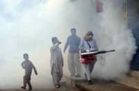 Enfumage contre les moustiques porteurs de la dengue, à Lahore au Pakistan. © AFP photo/Arif Ali
