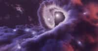 Dans la région où les vents stellaires des deux géantes bleues qui composent le système Eta Carinae se rencontrent, les particules subatomiques sont accélérées jusqu’à produire un rayonnement gamma de très haute énergie. © Laboratoire de communication scientifique du Desy