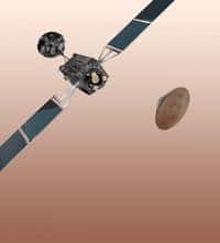 Telle qu'elle est envisagée, la mission ExoMars 2016 prévoit l'orbiteur (Trace Gas Orbiter) et le démonstrateur EDM d’entrée, de descente et d’atterrissage. © Esa-AOES Medialab