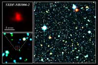 Un zoom dans le champ étudié par Subaru et le télescope XMM Newton montrant la galaxie SXDF-NB1006-2. © NAOJ