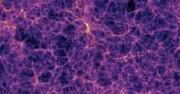 Sur cette image provenant d'une des meilleures simulations de la formation des grandes structures de l'univers, des filaments de matière noire contenant des superamas de galaxies apparaissent clairement. On note aussi la présence de grands vides, parfois appelés vides cosmiques (cosmic voids en anglais). La barre blanche indique l'échelle des distances en mégaparsecs corrigée par le facteur h lié à la constante de Hubble. On estime que h est compris entre 0,65 et 0,70, la meilleure estimation en 2014 étant de 0,68. © Max Planck Institute for Astrophysics, Millennium Simulation Project