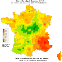 Pour l'heure, le sud-est de la France est le plus touché tandis que le centre et le sud-ouest semblent relativement épargnés. © Réseau Sentinelles