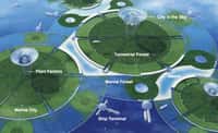 On en a parlé : Green Float, la ville flottante écologique de demain. Vivrons-nous sur des îles flottantes à la hauteur de l'équateur ? © Shimizu Corporation