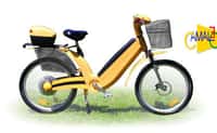 Le Cameleo Fuel Cell, vélo électrique à pile à combustible de l'italien Faam. Les jambes fournissent 30 % de l'énergie, il faut une demi-heure pour faire le plein, le prix atteint 3000 euros mais l'engin ne produit que de l'eau (et de la sueur) et coûte 2