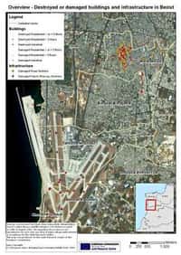 Image satellite de Beyrouth avec repérage des destructions
