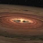 Vue d'artiste d'un disque de poussières de planètes en formation