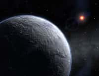 Vue d'artiste de l'exoplanète tellurique découverte autour d'une naine rougeCrédit ESO