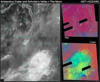 Le cratère Aristarchus et la vallée Schroter observés dans l'UV par Hubble de façon à déterminer l'abondance des éléments chimiques