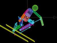 La modélisation des skieurs en mouvement permet de représenter les forces qui s'exercent sur eux.&copy; LABM - IFR Marey