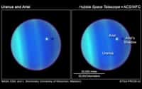 Passage d'Ariel sur le disque d'Uranus, en y projetant son ombre.