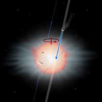 Une représentation d'artiste de l'orbite, peut-être rétrograde comme indiquée ici, mais fortement inclinée de l'exoplanète HAT-P-11 b. Une orbite rétrograde a, elle, été proposée pour HAT-P-7 b. © Subaru Telescope, National Astronomical Observatory of Japan (NAOJ)