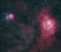 La nébuleuse Trifide (M20), à gauche, et celle de la Lagune (M8), à droite, sont observables dans la constellation du Sagittaire. Elles font partie des plus beaux objets astronomiques et sont présentées dans le livre de Dunod 101 merveilles du ciel qu'il faut avoir vues dans sa vie. © Emmanuel Beaudoin, Dunod