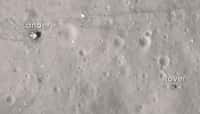 Quarante ans après, les traces de la dernière expédition humaine sur la Lune (Apollo 17) sont encore bien visibles sur cette image de LRO. © Nasa