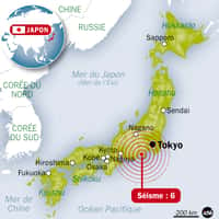 Un séisme de magnitude 6 vient de toucher le Japon. L'épicentre se trouve à environ 120 kilomètres au sud-ouest de Tokyo. © Idé