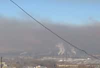 Pollution de l'air au-dessus d'un centre urbain. Image extraite du rapport Green Cross / Blacksmith Institute