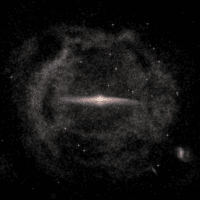 Lorsque notre Voie lactée entre en collision avec une galaxie, il se forme des rides dans son halo — comme celles montrées ici. Des astronomes les ont étudiées pour dater la plus récente de ces collisions à moins de 3 milliards d’années. © Halo : ESA, Gaia, DPAC, T Donlon et al. 2024 ; arrière-plan : Stefan Payne-Wardenaar