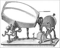 Le phonautographe de Edouard-Léon Scott de Martinville, modèle 1859 © Franz Josef Pisko, Die neuere Apparate der Akustik (Vienne, 1865)