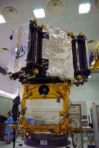 Construit par Thales Alenia Space, le satellite Smos a été lancé en novembre 2009 par un missile reconverti en lanceur Rockot. © Remy Decourt