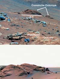 L'affleurement rocheux Comanche, vu en décembre 2005, se révèle être le premier site découvert où toutes les conditions favorables à la vie ont été réunies. un jour. © Nasa

Crédits Nasa/JPL-Caltech/Cornell University