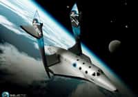 SpaceShipTwo en phase de rentrée atmosphérique (vue d’artiste). Crédit Virgin Galactic