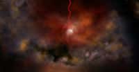 Les magnétars, ces étoiles à neutrons entourées d’un champ magnétique ultrapuissant — ici en vue d’artiste —, pourraient être à l’origine de ceux que l’on nomme les sursauts radio rapides. Mais une nouvelle observation remet l’idée en question. © Bill Saxton, NRAO, AUI, NSF
