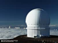 Sur cette photo, on voit le dôme de l'observatoire Canada-France-Hawaï (en anglais Canada-France-Hawaii Telescope, abrégé en CFHT). C'est un observatoire astronomique implanté près du sommet du Mauna Kea, à Hawaï, à une altitude de 4.204 m. © CFHT