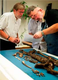 Le squelette de Tycho Brahe, examiné le 18 novembre 2010. © Jacob C. Ravn, Aarhus University