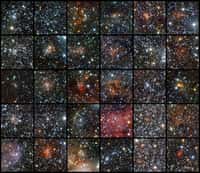 Mosaïque d'images représentant les amas d'étoiles découverts par le télescope Vista. © Eso/J. Borissova