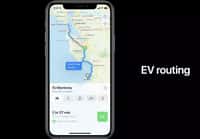 La mise à jour d’Apple Plans avec les itinéraires optimisés pour les voitures électriques. © Apple