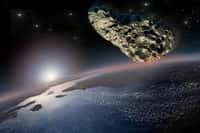 Illustration d'un astéroïde approchant de la surface de la Terre. © 3000ad, fotolia