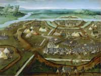 La bataille de Marignan fait partie des guerres d'Italie. Ici, celle de Pavie, illustrée par une peinture de Joachim Patinir. © Musée de l'Histoire de l'Art, Vienne, Autriche. Wikimedia Commons, domaine public