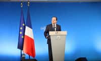 Le président François Hollande lors de la présentation du troisième Plan cancer, le 4 février 2014. Entre autres annonces, la convention AERAS sera renégociée. © INCA