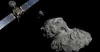 Vue d'artiste de Rosetta et la comète Philae. © ESA/ATG Medialab