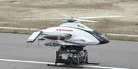 Le drone de livraison K-Racer X1 est un petit hélicoptère hybride qui transporte un second drone. © Kawasaki