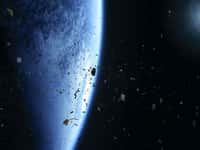 Représentation artistique de débris en orbite terrestre. © ESA