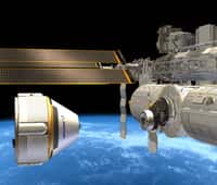 La capsule CST-100 de Boeing est conçue pour transporter jusqu'à sept astronautes. Elle devrait débuter son service commercial à destination de l'ISS à la fin de l'année 2018. © Boeing