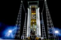 Le lanceur Vega, ici installé sur son pas de tir du Centre spatial guyanais, doit mettre en orbite Sentinel 2A. Ce premier satellite de la famille Sentinel 2 participera au programme européen Copernicus. © Esa, M. Pedoussaut