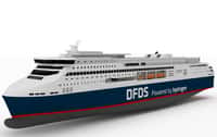 Un rendu du futur ferry à hydrogène vert de l’armateur DFDS. © DFDS