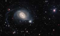 Les deux galaxies NGC 1512 et NGC 1510 sont en train de fusionner. La plus grande des deux, une galaxie spirale, aspire petit à petit la matière de sa compagne lenticulaire NGC 1510. © Dark Energy Survey, DOE, FNAL, DECam, CTIO, NOIRLab, NSF, AURA