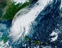 L'ouragan Ian passant sur la Floride le 28 septembre 2022. Image prise par le satellite GOES-16 (Geostationary Operational Environmental Satellite). © Nasa Earth Observatory