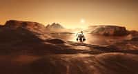 Les chercheurs de la Nasa sont enthousiastes après la première analyse de nouveaux échantillons récoltés par le rover Perseverance sur Mars. Ils contiennent de potentielles biosignatures. Illustration d'un rover évoluant sur Mars. © James Thew, Adobe Stock