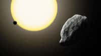 Une vue d'artiste de l'astéroïde 2021 PH27 proche de Mercure. © Katherine Cain  Scott Sheppard, Carnegie Institution for Science