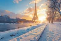 La neige à Paris, image générée par l'intelligence artificielle. © Sandu, Adobe Stock