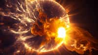 Des chercheurs de la Nasa envisagent que l’activité intense de notre Soleil pendant les premières années de notre Terre a pu aider la vie à apparaître sur notre Planète. Image générée par une IA. © Made, Adobe Stock