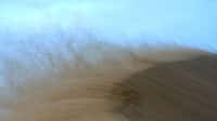 Le coup de vent de samedi a généré une tempête de sable sur les plages normandes. © Canva