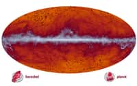 La totalité du ciel observé par Planck à 545 GHz, avec en points noirs les candidats au titre de proto-amas identifiés, puis observés par Herschel. © Esa, Planck Collaboration, IAS, CNRS, univ. Paris-Sud