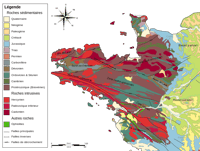 Carte géologique du Massif armoricain. © Service Géologique National, Woudloper, Wikipedia Commons